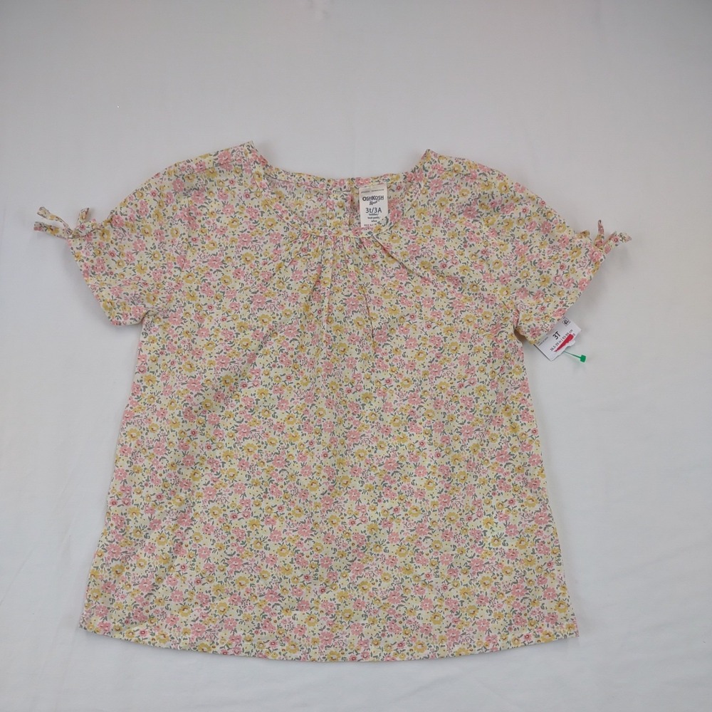 Baby Osh Kosh Bgosh Girls Floral Short Sleeve Blouse 3T